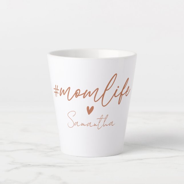 Mom Life - Rustic Charm Design Latte Mug (Front)