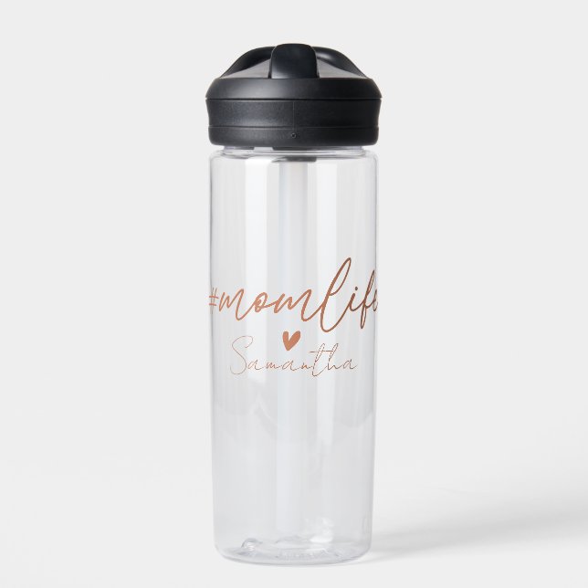 Mom Life - Rustic Charm Design Water Bottle (Front)