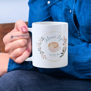 Mom Life Served Hot Cozy Coffee Cat Art Mug