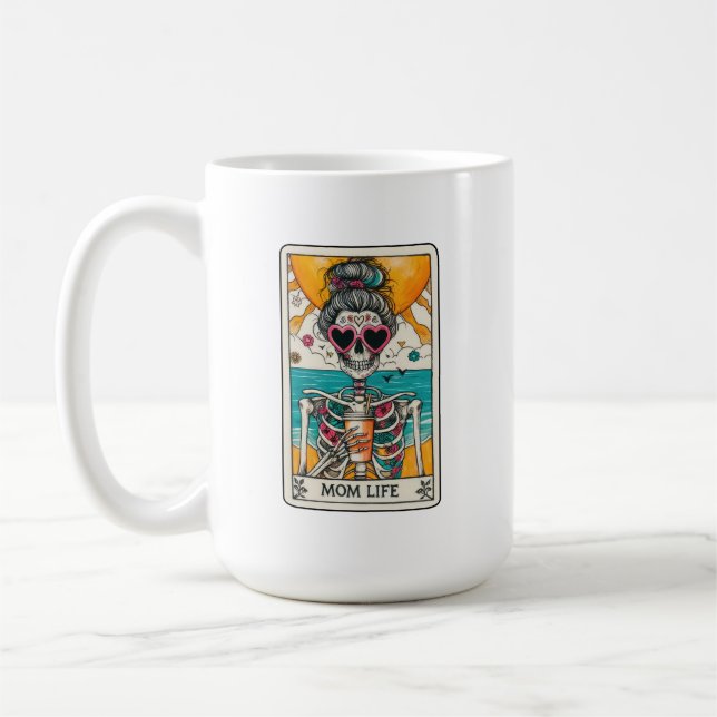 Mom Life Skeleton Tarot Card Coffee Mug (Left)