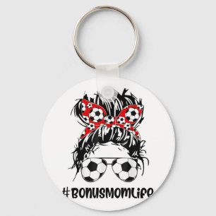 Mom Life Soccer Bonus Mom Mothers Day Messy Bun Wo Keychain