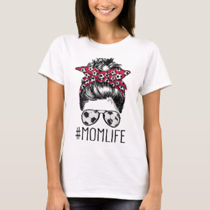 Mom Life Soccer Mom Mothers Day Messy Bun Women Fu T-Shirt