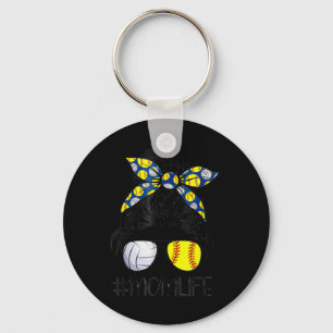 Mom Life Softball Volleyball Mom Mother's Day Mess Keychain