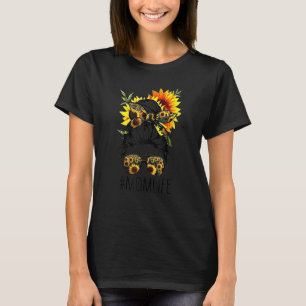 Mom Life Sun flower Floral Ribbon Matching Family T-Shirt