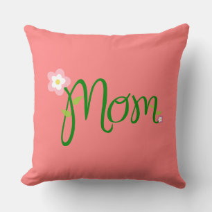 Mom Light Coral Throw Pillows