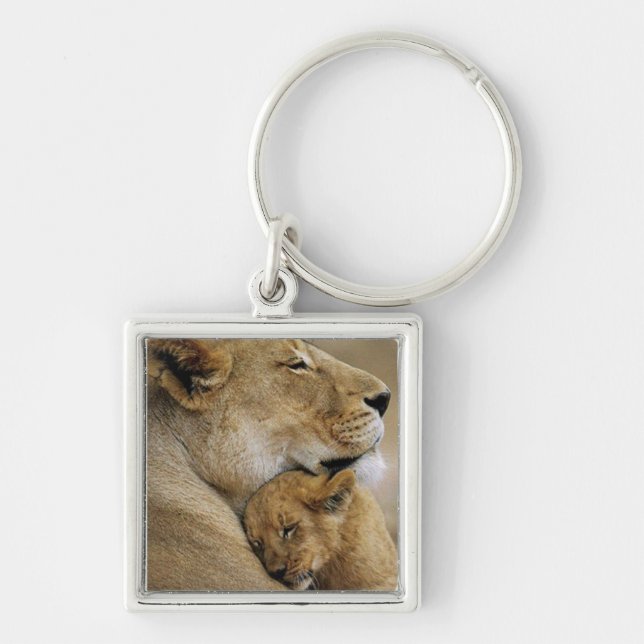 Mom Lion and Baby Cub Keychain (Front)