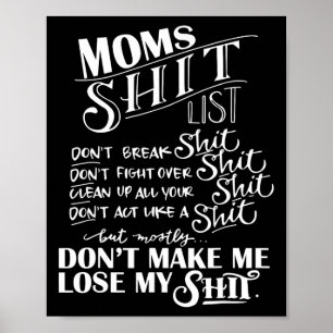 Mom List Momlife Funny Mom Mothers Day  Poster
