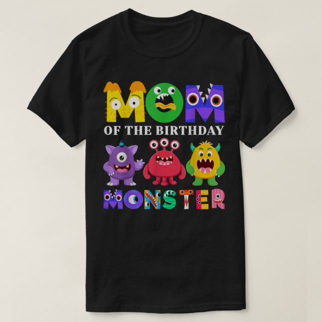 Mom Little Monster Kids 1st Birthday Party Family  T-Shirt (Design Front)
