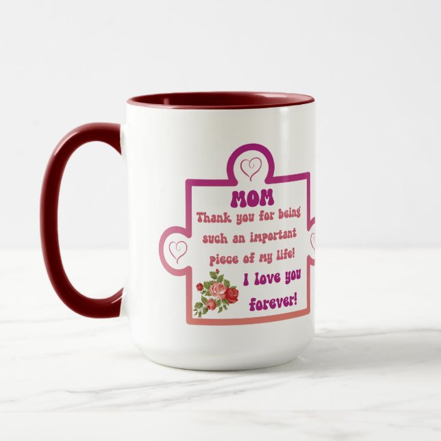 Mom - Love You For Eternity Puzzle Piece  Mug (Left)