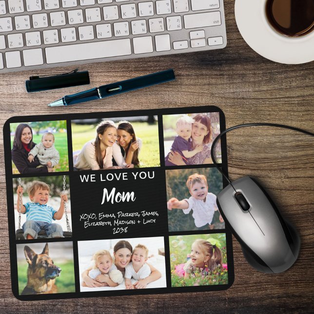 Mom Love You Photo Collage Black Mouse Pad (Creator Uploaded)