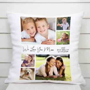 Mom Love You Photo Collage Throw Pillow