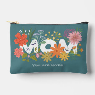 Mom loved boho flower bouquet cute green accessory pouch