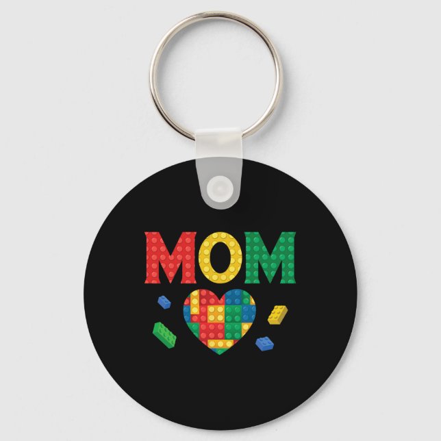 Mom Lover Master Builder Building Bricks Blocks Mo Keychain (Front)