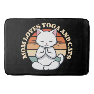 Mom Loves Cats and Yoga Bath Mat