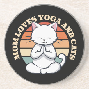  Mom Loves Cats and Yoga Coaster