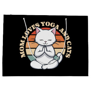  Mom Loves Cats and Yoga Large Gift Bag