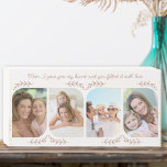 Mom Loving Words 4 Vertical Photo Delicate Leaf Wooden Box Sign<br><div class="desc">Feminine photo wooden block for mom - or very easy to personalize for someone else. The photo template displays 4 of your favourite photos in vertical format with rounded corners. Lettered with loving wording in clear, handwritten script, which reads "[name] I gave you my heart and you filled it with...</div>