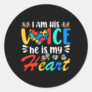 Mom Mama Autistic Autism Awareness Month Boys Son Classic Round Sticker