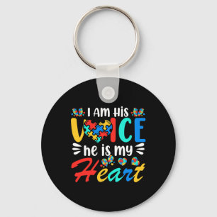 Mom Mama Autistic Autism Awareness Month Boys Son Keychain