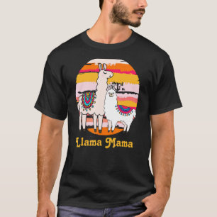 Mom Mama Llama Birthday Cute Animal Retro T-Shirt