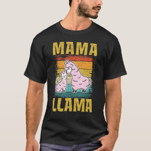 Mom Mama Llama Birthday Cute Animal  Retro T-Shirt