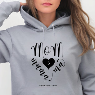 Mom Mama Ma Heart Children Names Hoodie