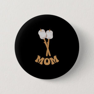 Mom marshmallow happy camper 1st birthday camping 2 inch round button