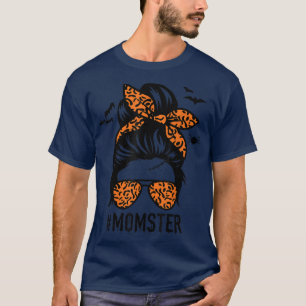 Mom Messy Bun Halloween Leopard Women's Momster Fu T-Shirt
