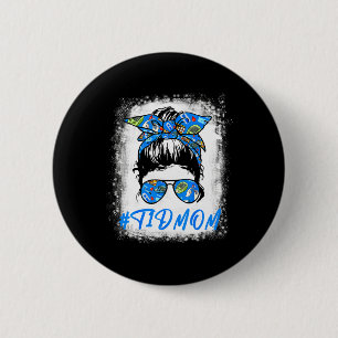 Mom Messy Bun T1d Diabetes Awareness Proud Mom War 2 Inch Round Button
