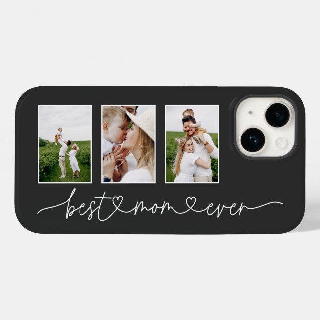 mom modern 3 photo elegant cute birthday Christmas Case-Mate iPhone Case (Back (Horizontal))