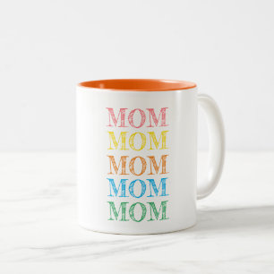 MOM Modern Typography Rainbow Colours Mothers Day Two-Tone Coffee Mug