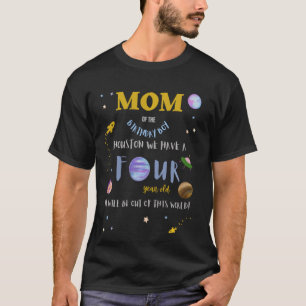 Mom Mommy 4th Birthday Bday Outer Space Family Mat T-Shirt