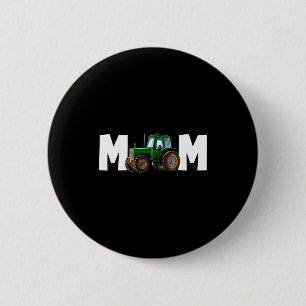 Mom mommy of the birthday boy kid tractor farmer 2 inch round button