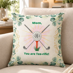 Mom Monogram Golf Ball & Tee 20"x20" Pillow