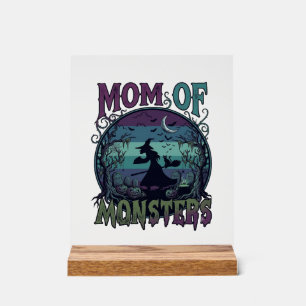 Mom Monsters Halloween Witch Moon Pumpkins Graveya Acrylic Sign