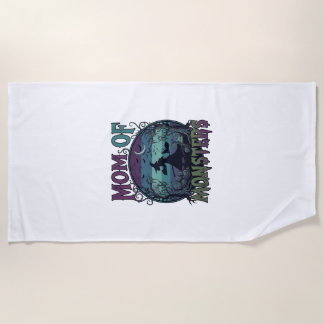 Mom Monsters Halloween Witch Moon Pumpkins Graveya Beach Towel