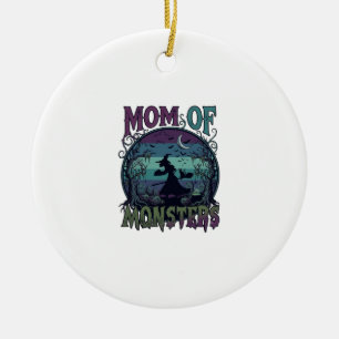 Mom Monsters Halloween Witch Moon Pumpkins Graveya Ceramic Ornament