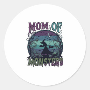Mom Monsters Halloween Witch Moon Pumpkins Graveya Classic Round Sticker