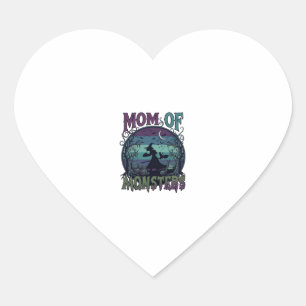 Mom Monsters Halloween Witch Moon Pumpkins Graveya Heart Sticker