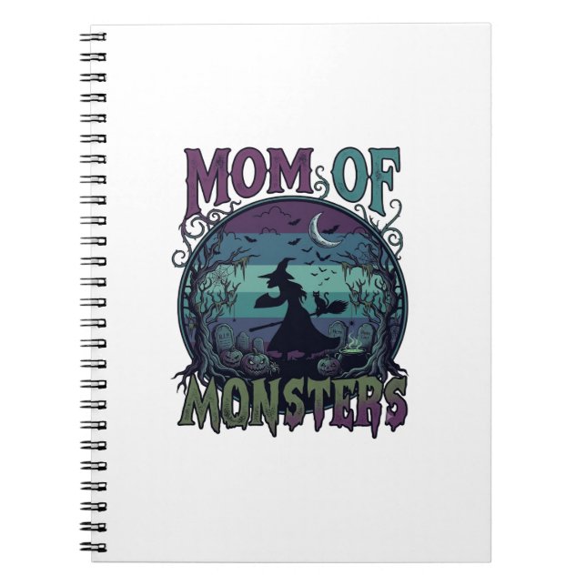 Mom Monsters Halloween Witch Moon Pumpkins Graveya Notebook (Front)