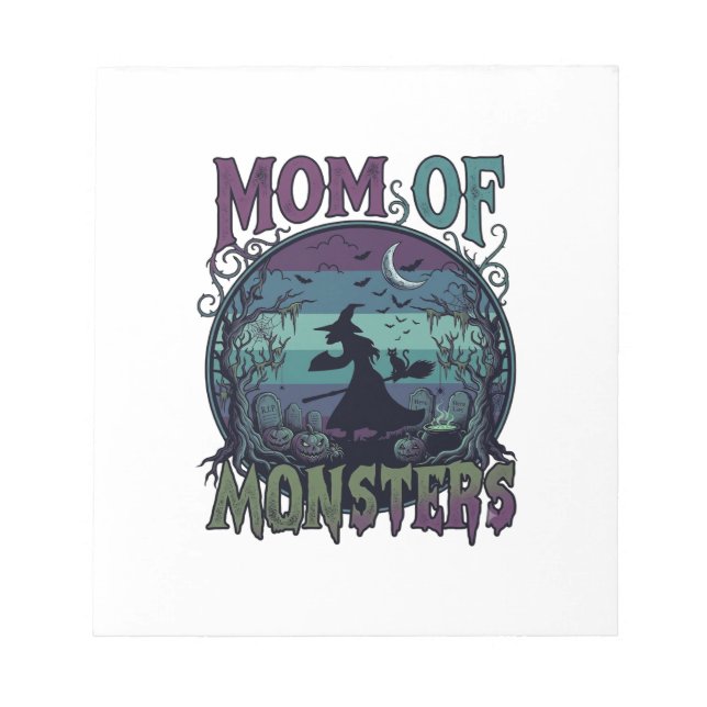 Mom Monsters Halloween Witch Moon Pumpkins Graveya Notepad (Front)