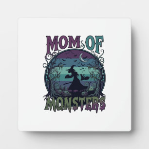Mom Monsters Halloween Witch Moon Pumpkins Graveya Plaque