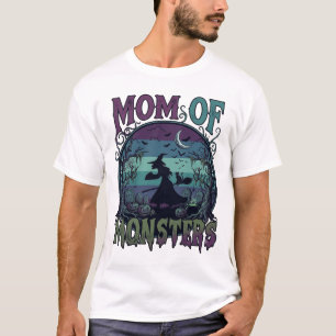 Mom Monsters Halloween Witch Moon Pumpkins Graveya T-Shirt
