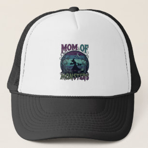 Mom Monsters Halloween Witch Moon Pumpkins Graveya Trucker Hat