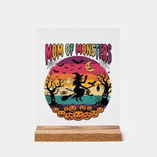 Mom Monsters Halloween Witch Pumpkins Bats_1 Acrylic Sign