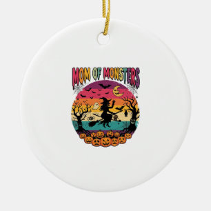 Mom Monsters Halloween Witch Pumpkins Bats_1 Ceramic Ornament