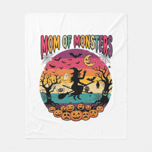 Mom Monsters Halloween Witch Pumpkins Bats_1 Fleece Blanket