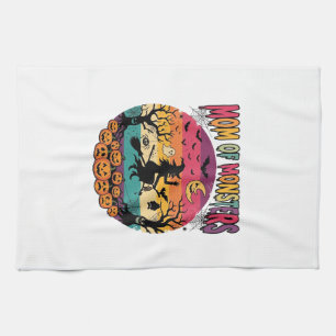 Mom Monsters Halloween Witch Pumpkins Bats_1 Kitchen Towel