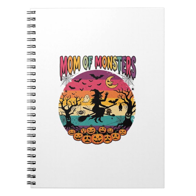Mom Monsters Halloween Witch Pumpkins Bats_1 Notebook (Front)