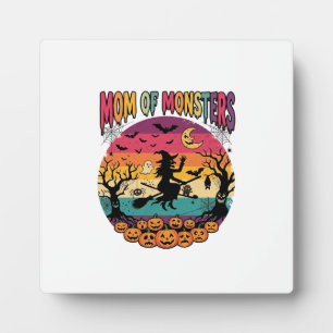 Mom Monsters Halloween Witch Pumpkins Bats_1 Plaque